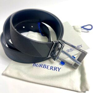 Burberry Louis Reversible Check Leather Belt Charcoal Graphite Size 105 / 42
